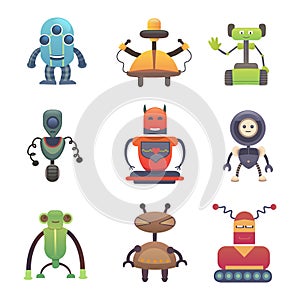 Cute Robots. Set robot vectoor illustration