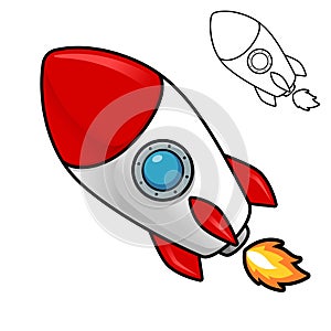 Cute Rocket Vector Cartoon Illustration