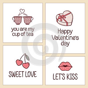 Cute romantic cards set