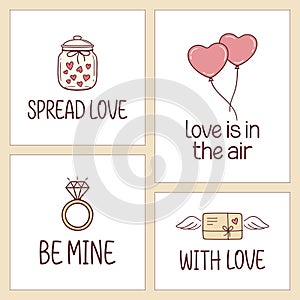 Cute romantic cards set