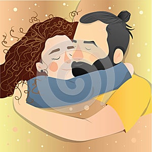 cute romantic illustration. couple in love