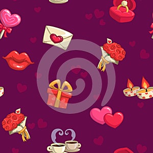 Cute romantic seamless pattern