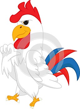 Cute rooster cartoon give thumb up