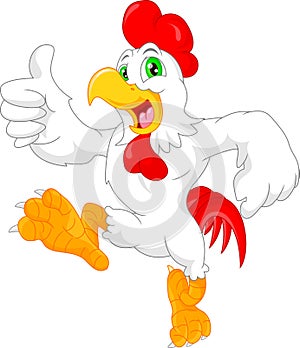 Cute rooster cartoon thumb up