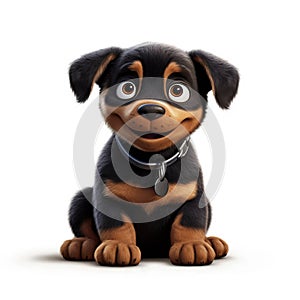 Cute Rottweiler cartoon illustration - generative AI - AI generated