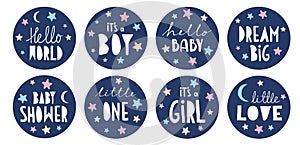 Cute Round Shape Cake Toppers for Baby Shower Party, Candy Bar Decoration.