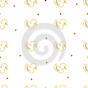 Cute Rubber Duck Vector Outline Seamless Pattern