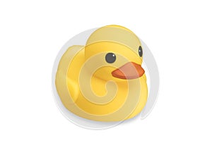 Cute Rubber Duck, Yellow plastic duck bath toy isolated on white