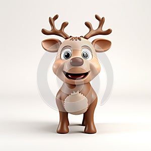 Cute Rudolph The Red Nosed Reindeer 3d Clay Render