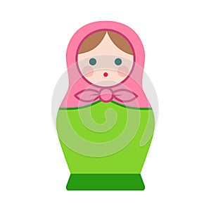 Cute Russian Matryoshka nesting doll folk toy vector cartoon ill