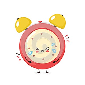 Cute sad cry alarm time clock. Vector