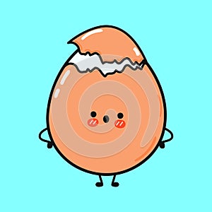 Cute sad egg character. Vector hand drawn cartoon kawaii character illustration icon. Isolated on Blue background. Egg