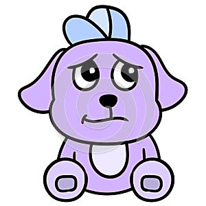 Cute sad faced puppy scared, doodle icon image kawaii