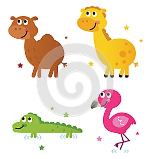 Cute safari africa animals set