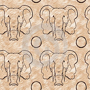 Cute safari african elephant wild animal pattern for babies room decor. Seamless furry brown textured gender neutral