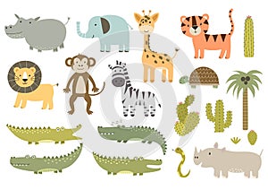 Cute safari animals collection