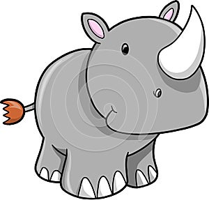 Cute Safari Rhino Vector Illustration