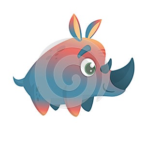 Cute Safari Rhino. Vector rhino icon Illustration for print or children book illustration.