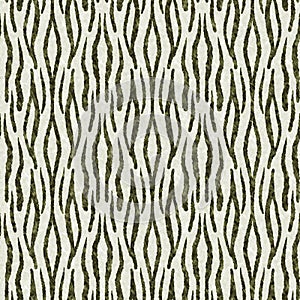 Cute safari tiger print fur wild animal pattern for babies room decor. Seamless furry green textured gender neutral