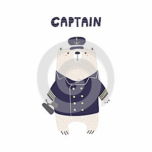 Cute sailor bear illustration