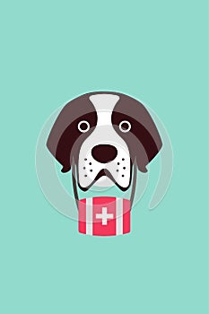 Cute Saint Bernard dog flat icon, vector illustration