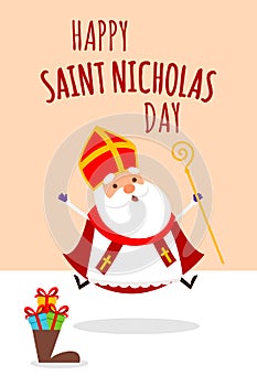 Cute Saint Nicholas celebrate Saint Nicholas Day - vector illustration