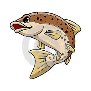 Cute salmon fish cartoon on white background