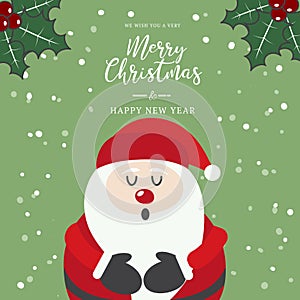 Cute santa christmas hoilday with hand drawn lettering