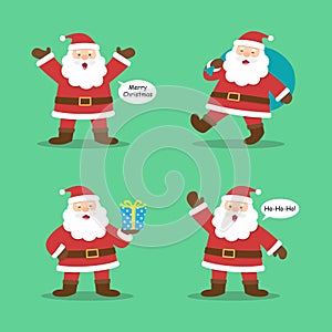 Cute Santa Claus cartoon character collection set, Happy X`mas new year for decoration greeting gift, Stickers, Banners