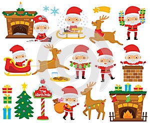 Cute Santa Claus clipart set