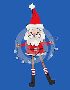 Cute Santa Claus with garland.