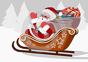 cute santa claus sleigh gifts and snow , new year