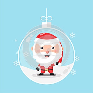 Cute Santa Claus in a snowglobe