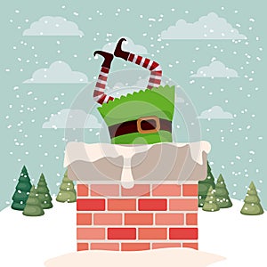 Cute santa helper with chimney