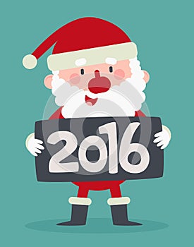 Cute Santa Holding a 2016 New Year Sign