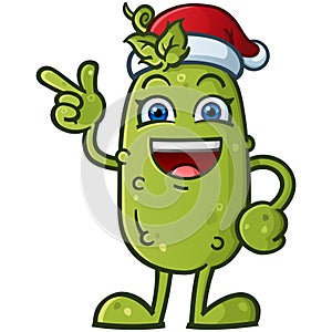 Cute Santa Pickle Cartoon Character ready for Christmas
