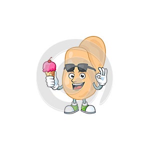 Cute sarcina cartoon character enjoying an ice cream photo