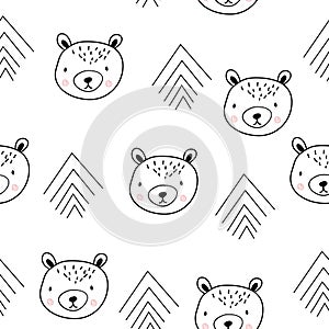 Cute scandinavian seamless pattern with bears.