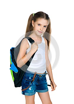 Cute schoolchild with knapsack