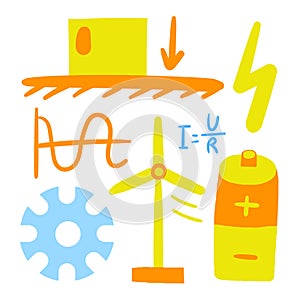 Cute science theme composition, postcard