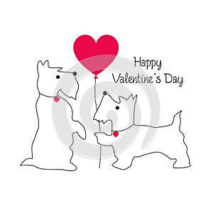 Cute scottie dog valentine graphic with balloon photo