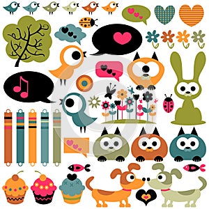 Cute scrapbook elements animals