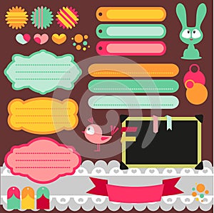 Cute scrapbook elements set