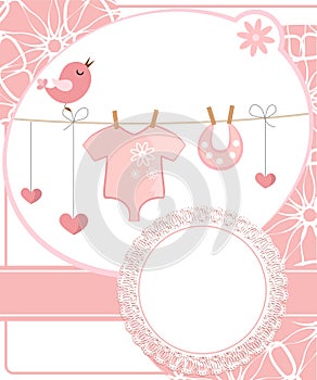 Cute scrapbook for girl with baby elements.