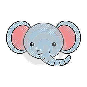 Cute scribble elephant face cartoon