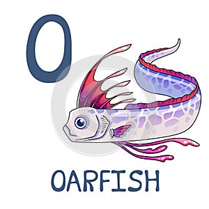 Cute Sea Animal Alphabet Series. O is for Oarfish.