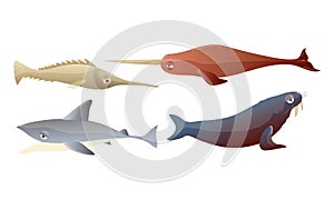 Cute Sea Creatures with Protuberant Eyes Vector Set