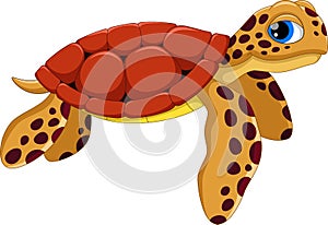 Cute sea turtle cartoon. Funny and adorable