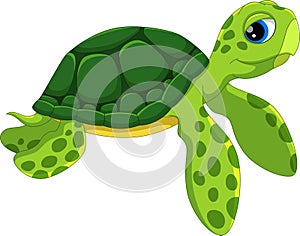 Cute sea turtle cartoon. Funny and adorable