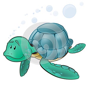 Cute Sea Turtle Character.